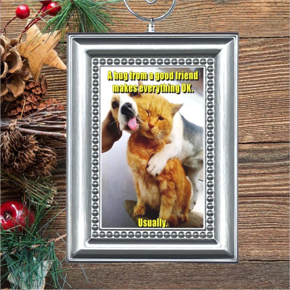 Beagle Puppy Dog & Cat Kitty Kitten Adorable Funny Christmas Tree Ornament‎